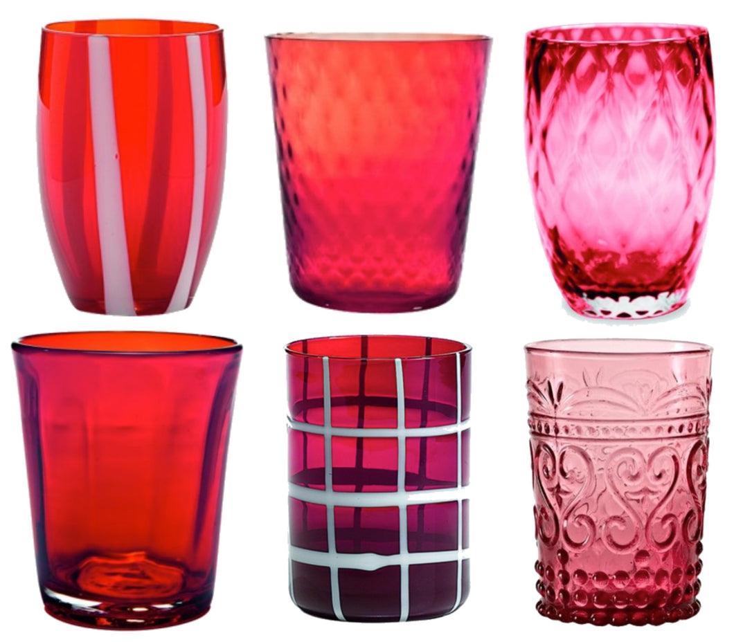 Bicchiere vetro Melting Pot Set 6 pezzi Red