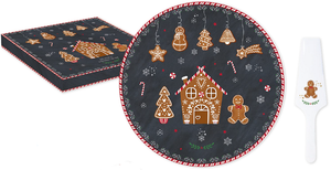 Piatto torta in porcellana con paletta Gingerbread
