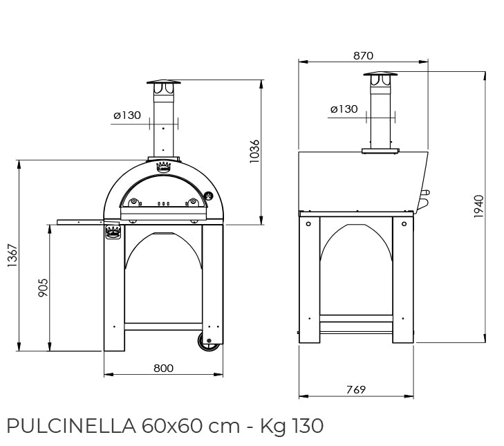 Forno a legna CLEMENTI PULCINELLA tutto inox 430