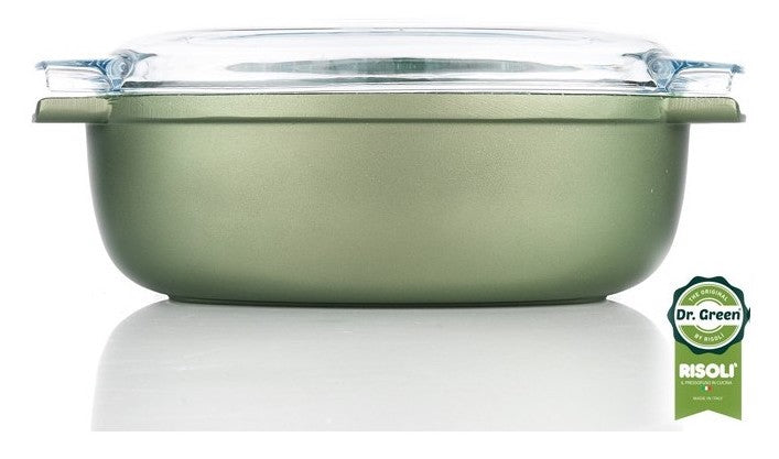 Rostiera alluminio pressofuso con coperchio in PIREX RISOLÌ DR GREEN