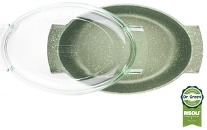 Rostiera alluminio pressofuso con coperchio in PIREX RISOLÌ DR GREEN