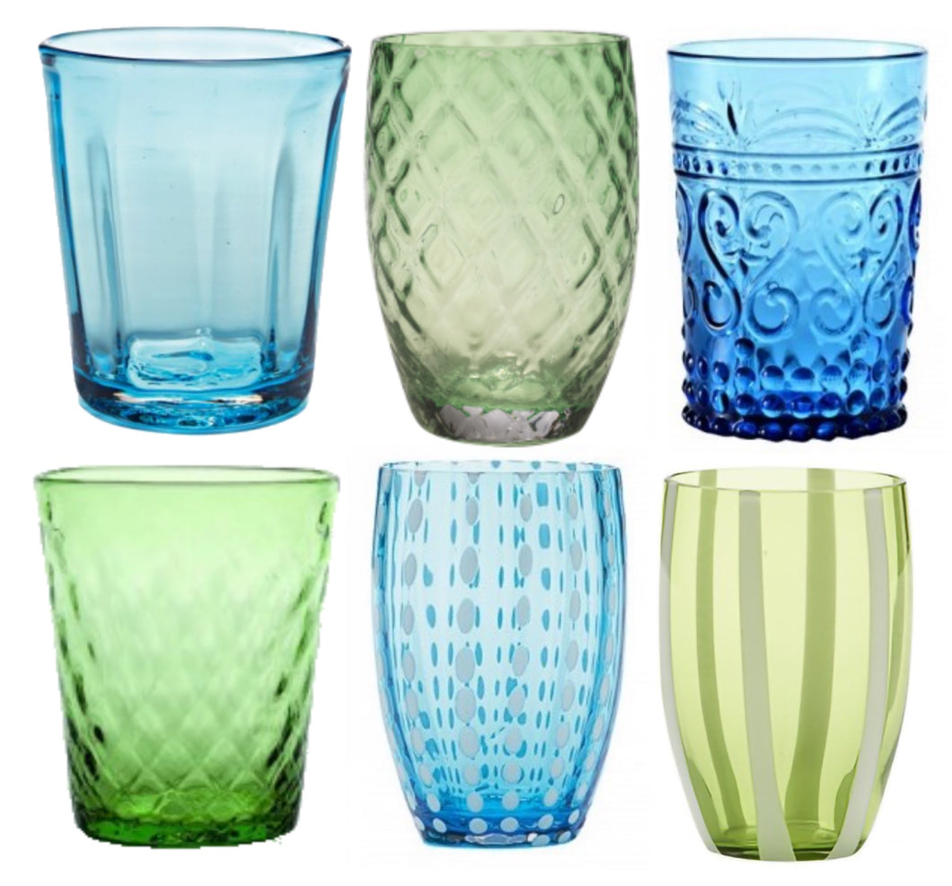 Bicchiere vetro Melting Pot Set 6 pezzi Green-Aquamarine set2